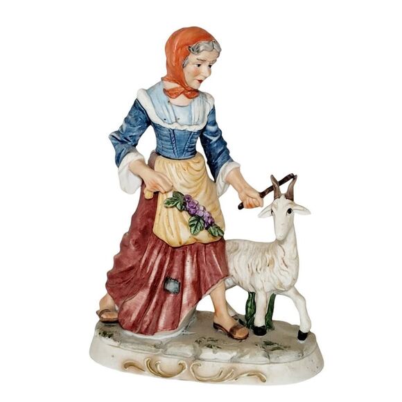 LEFTON Hand-Painted Woman & Goat The Goat Lady Porcelain Figure #2314 - Picture 1 of 9